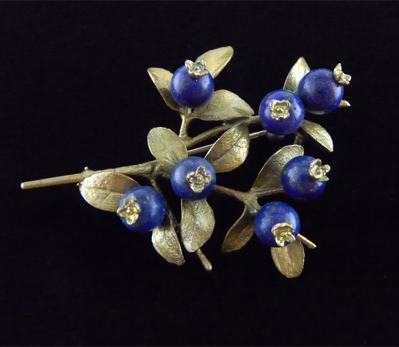 Bronze Blue Coral Blueberry Pin  by Silver Seasons
